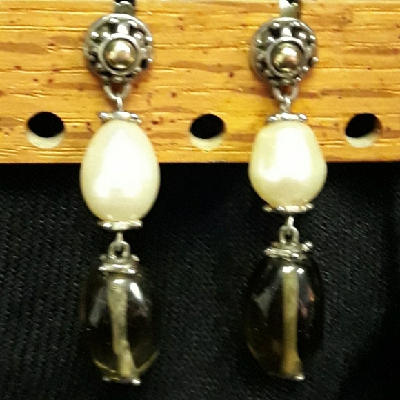 John Hardy SS/18k Smokey Quartz & Pearl Earrings - Picture 2 of 6